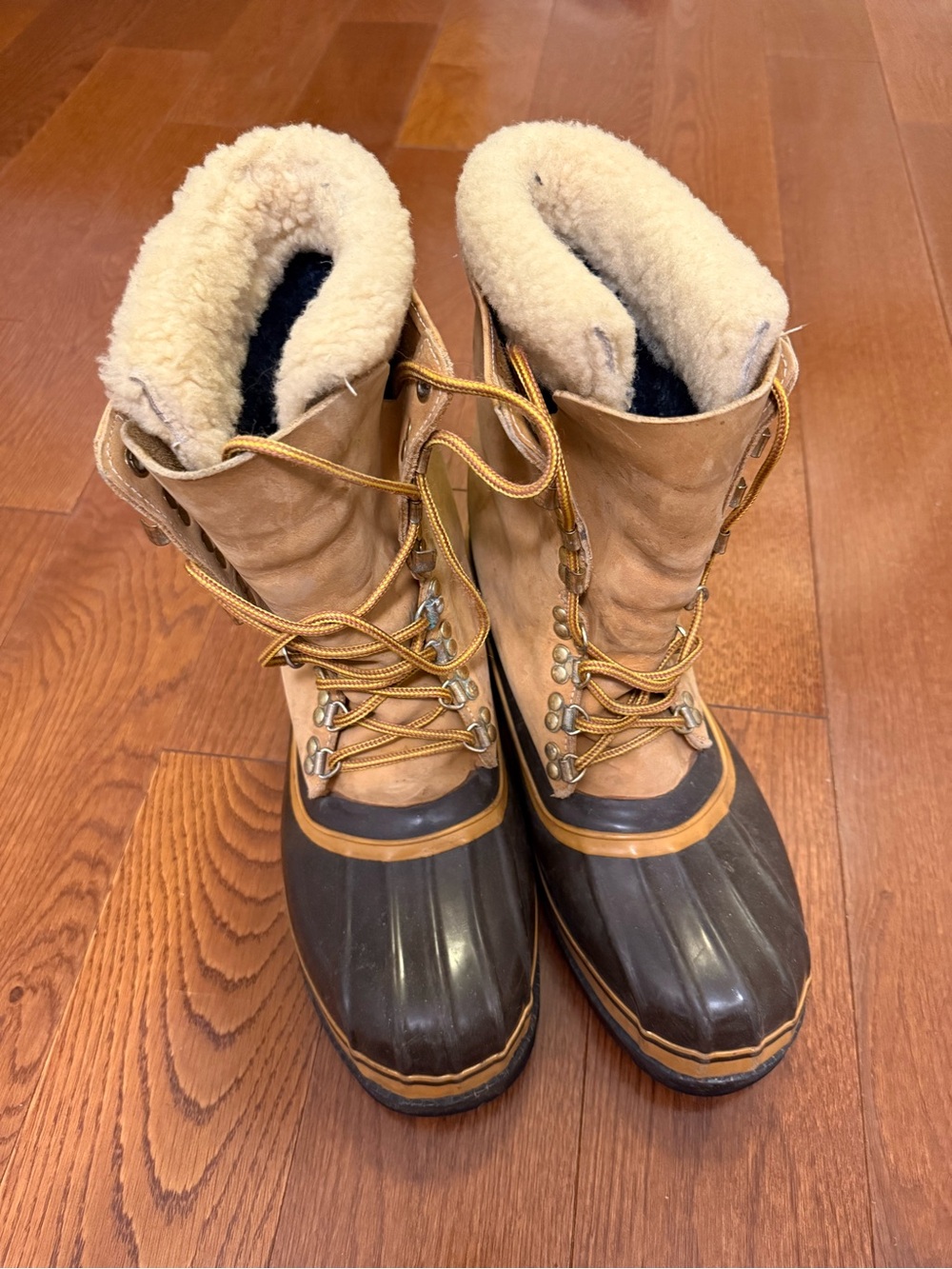 L.L. Bean Tan and Brown Insulated Duck Boots